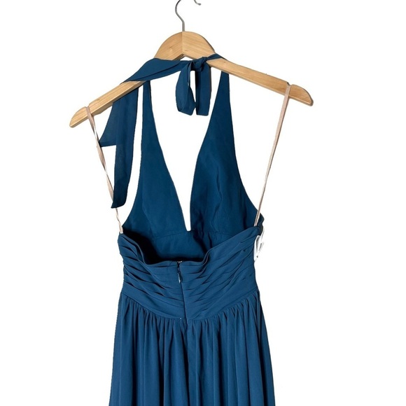 Fame And Partners Cut Out Pleated Teal Maxi Dress - Picture 11 of 14